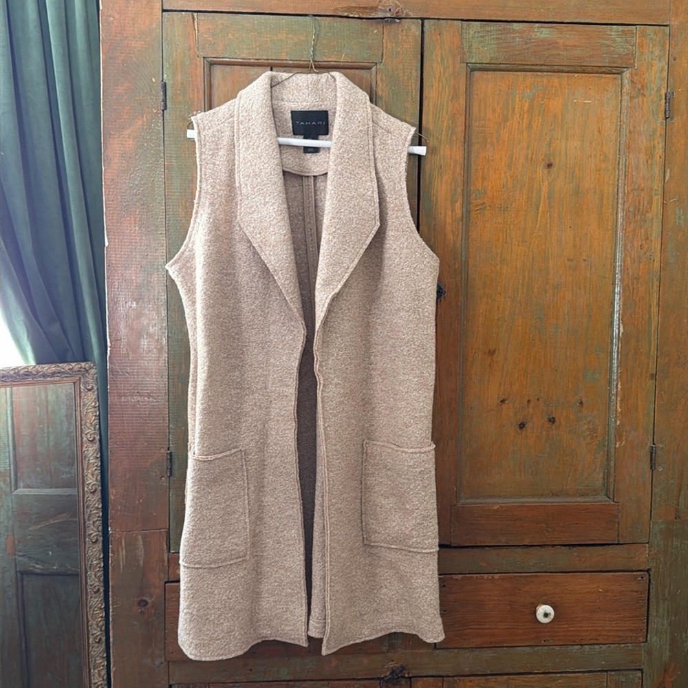 Tahari Long Wool Vest
